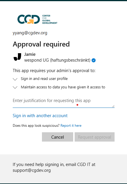 Jamie request page