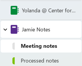OneNote sidebar with Jamie Notes notebook